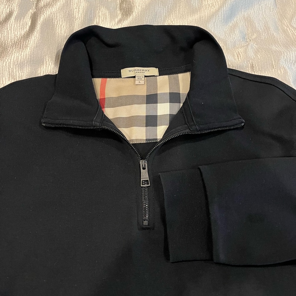 Burberry Men’s Black Zip Front Sweatshirt Size L